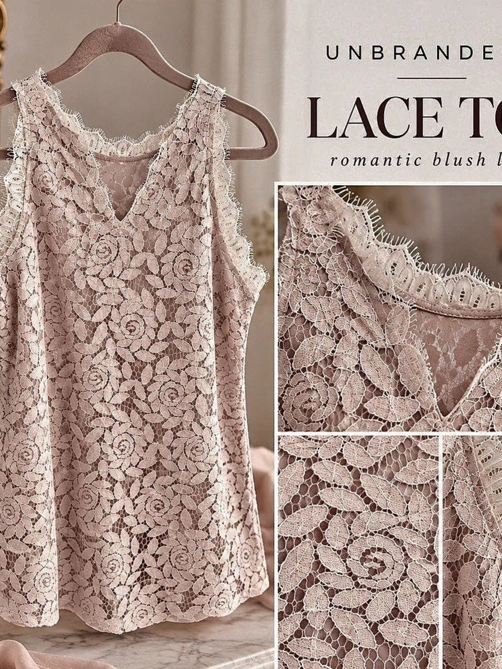 Floral Lace Tank Top in Pink Size Medium